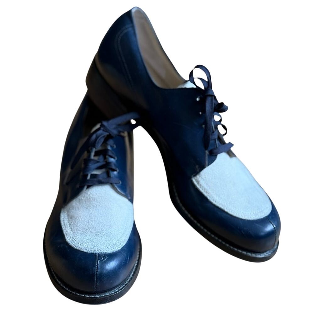 Vintage Abercrombie & Fitch Womens' 8.5 Golf Loafers Two Tone Navy White Leather